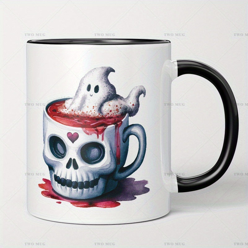 Tailorly Black Accent 11 oz Mug - skull ghost blood