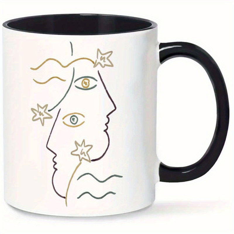 Tailorly Black Accent 11 oz Mug - modern minimalist line art abstract tea cup hand wash drinks elegant