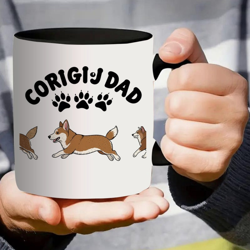 Tailorly Black Accent 11 oz Mug - corgi dad paw print