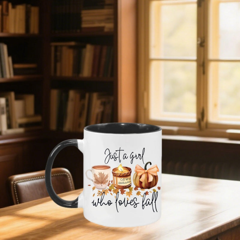 Tailorly Black Accent 11 oz Mug - who fall design pumpkins cinnamon