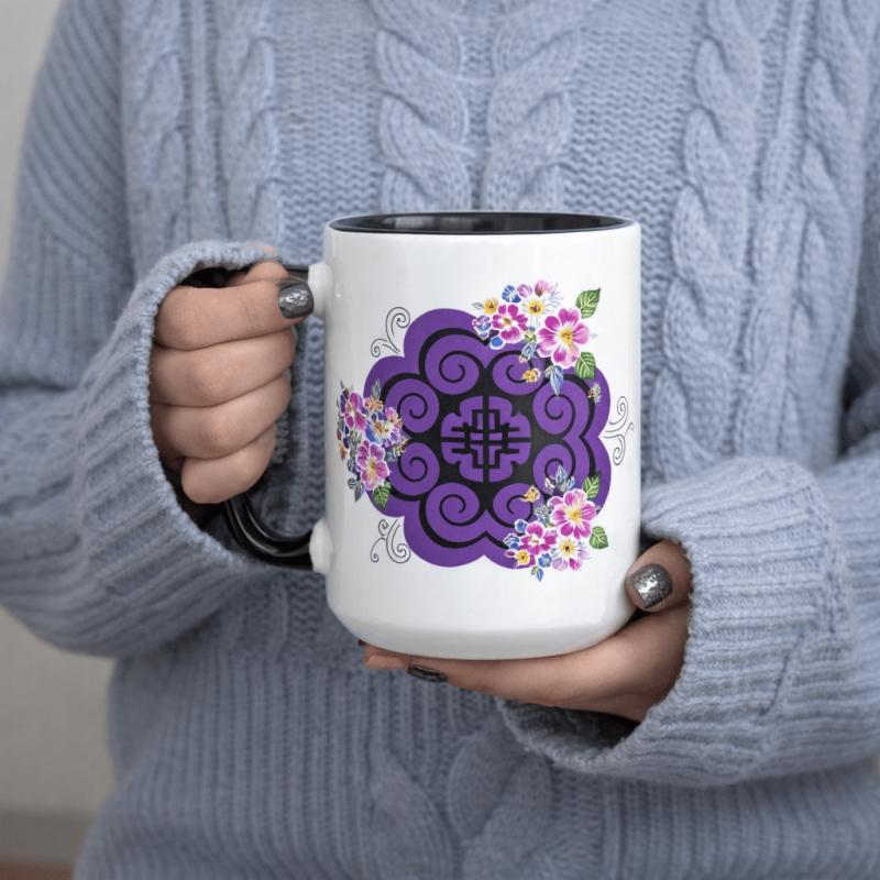 Tailorly Black Accent 11 oz Mug - purple with black accents
