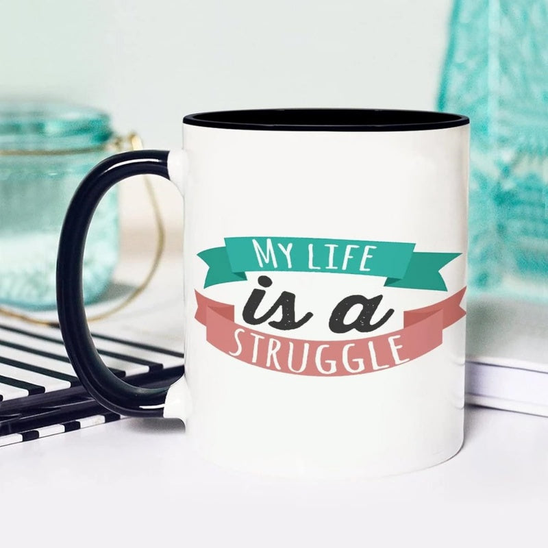 Tailorly Black Accent 11 oz Mug - novelty black white ceramic coffee mugs 11oz my a funny coffee mug humorous coffee cup for