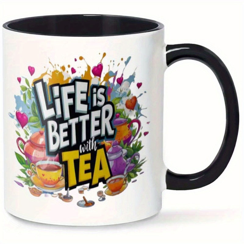Tailorly Black Accent 11 oz Mug - funny is better with tea cup