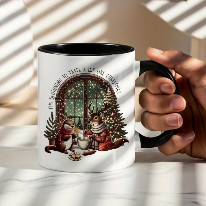 Tailorly Black Accent 11 oz Mug - funny christmas deer