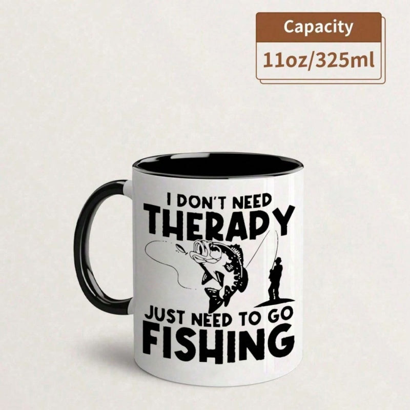 Tailorly Black Accent 11 oz Mug - fish and sunset