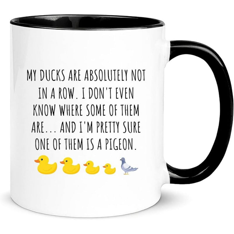 Tailorly Black Accent 11 oz Mug - ducks in a row