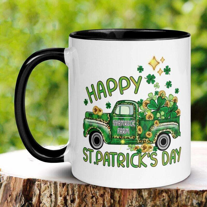 Tailorly Black Accent 11 oz Mug - st patricks day cup ceramic reusable round shape machine washable ideal for daily drinking and
