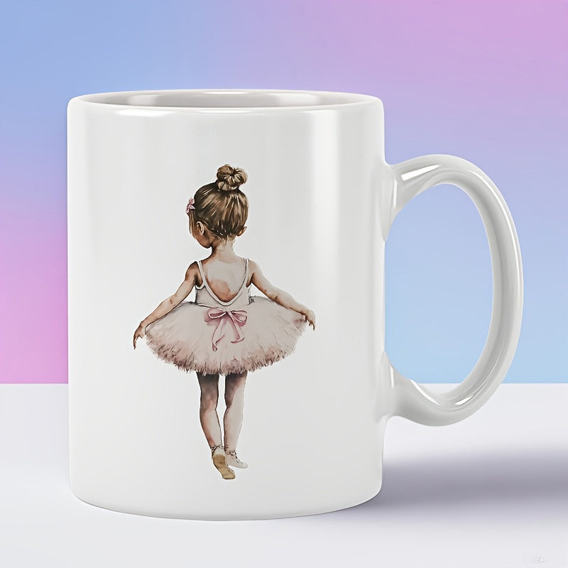 Tailorly White Ceramic 11 oz Mug - Elegant Little Girl Dancing In A Soft Pink Tutu Dress Ballerina