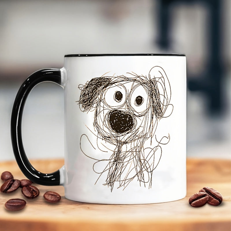 Tailorly Black Accent 11 oz Mug - hand drawn whimsical pet themed design