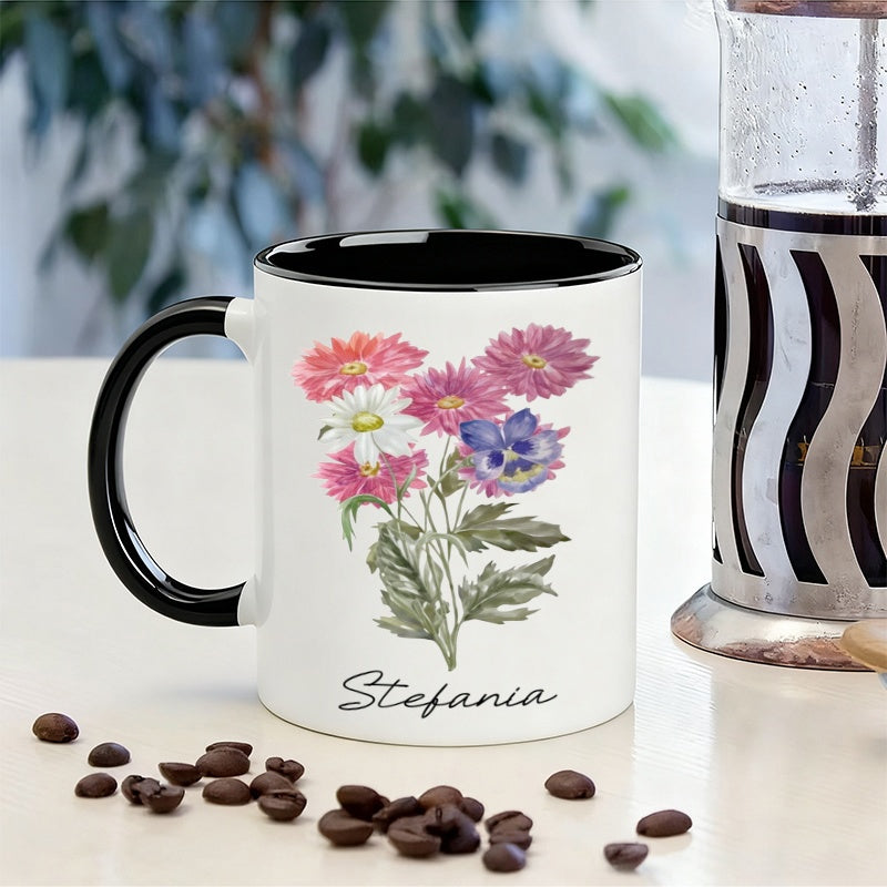 Tailorly Black Accent 11 oz Mug - artistic flower