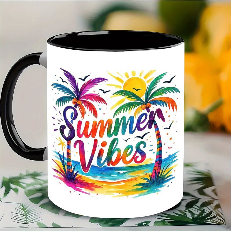 Tailorly Black Accent 11 oz Mug - watercolor tropical print
