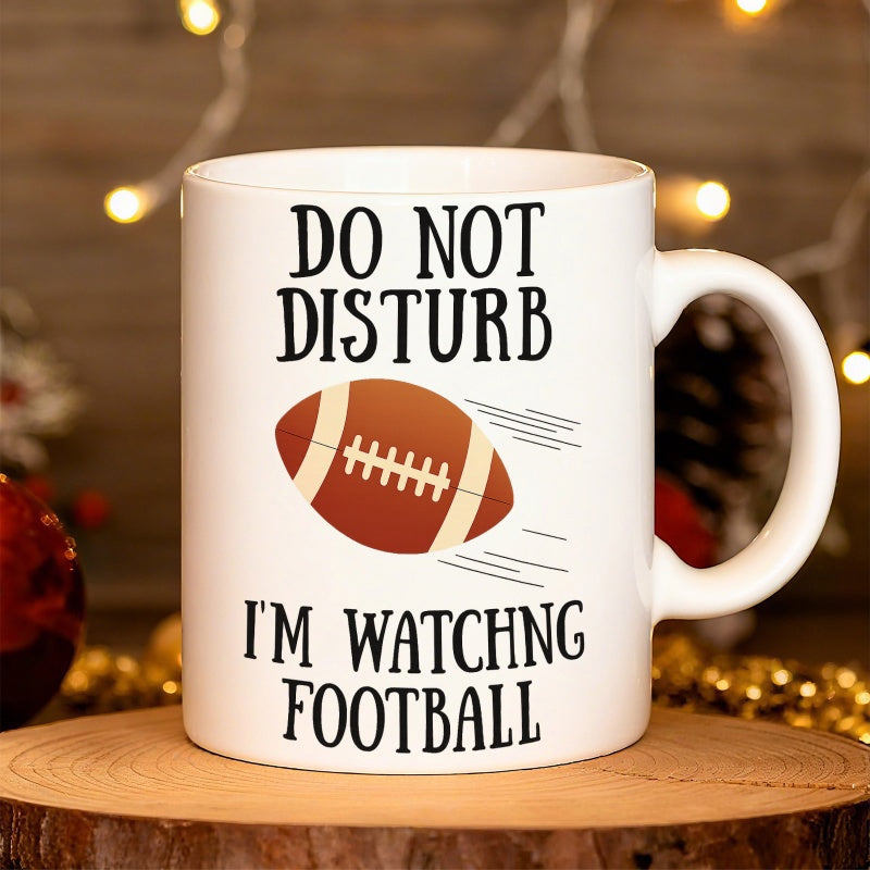Tailorly White Ceramic 11 oz Mug - Do Not Disturb I'm Watching Football Soaring American Football With Dynamic Motion Lines Flying Through Air Football