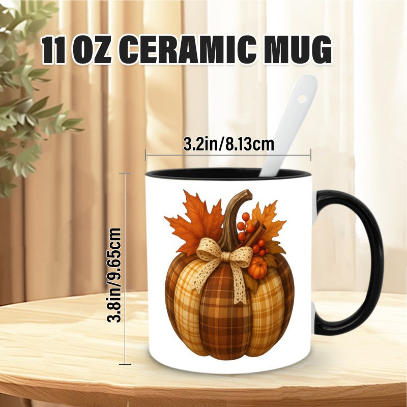 Tailorly Black Accent 11 oz Mug - 1pc an 11 oz ceramic mug featuring a for autumn celebrations like thanksgiving halloween and a great gift for