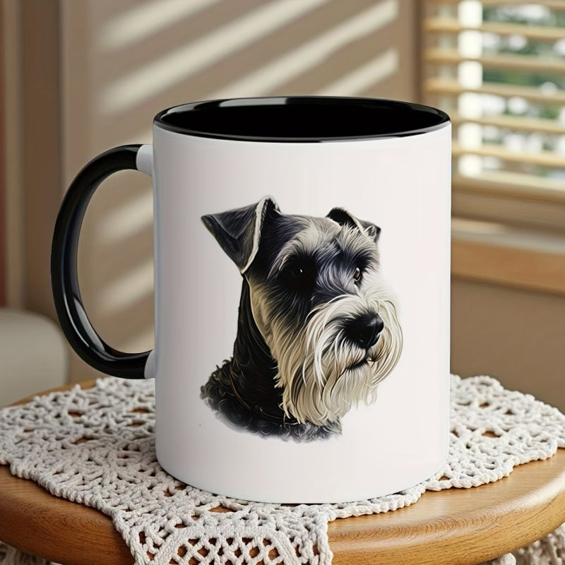 Tailorly Black Accent 11 oz Mug - schnauzer dog illustration