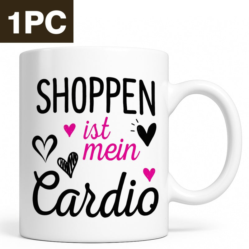 Tailorly White Ceramic 11 oz Mug - Cardio Minimalist White Ceramic Vessel Adorned With Pink And Black Hearts Mug