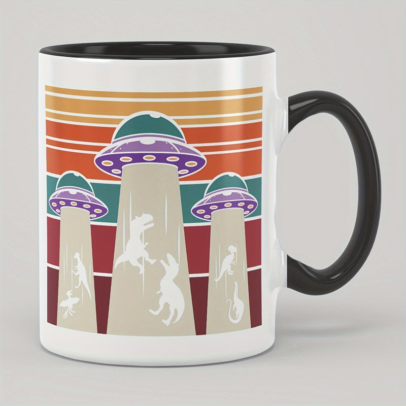 Tailorly Black Accent 11 oz Mug - fun ufo themed