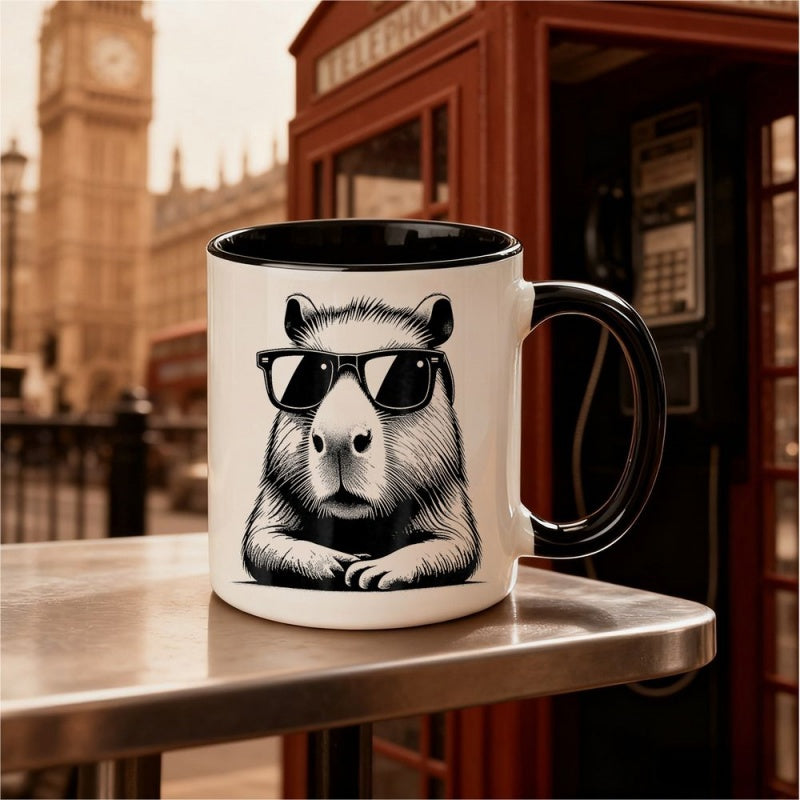 Tailorly Black Accent 11 oz Mug - capybara