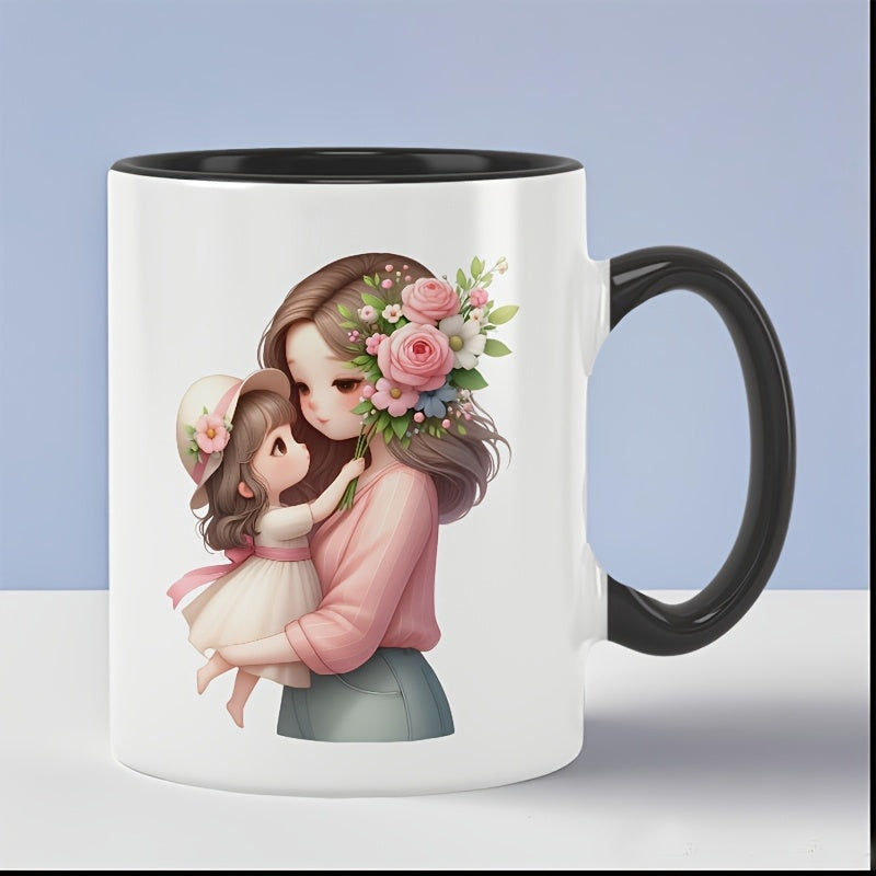 Tailorly Black Accent 11 oz Mug - mother daughter cuddling