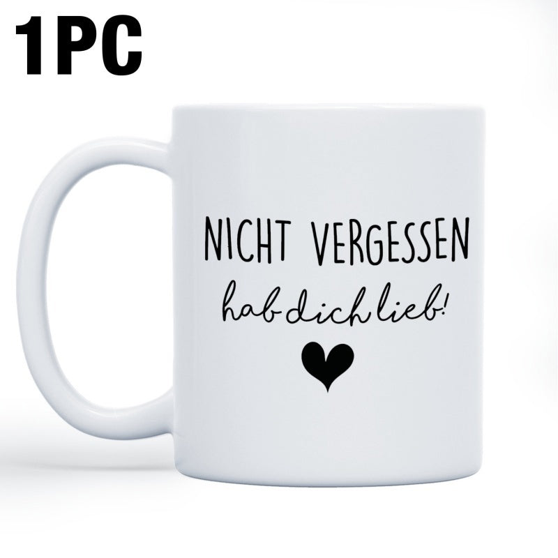 Tailorly White Ceramic 11 oz Mug - Minimalist Black Solid Heart Shape Centered On A White Porcelain Mug