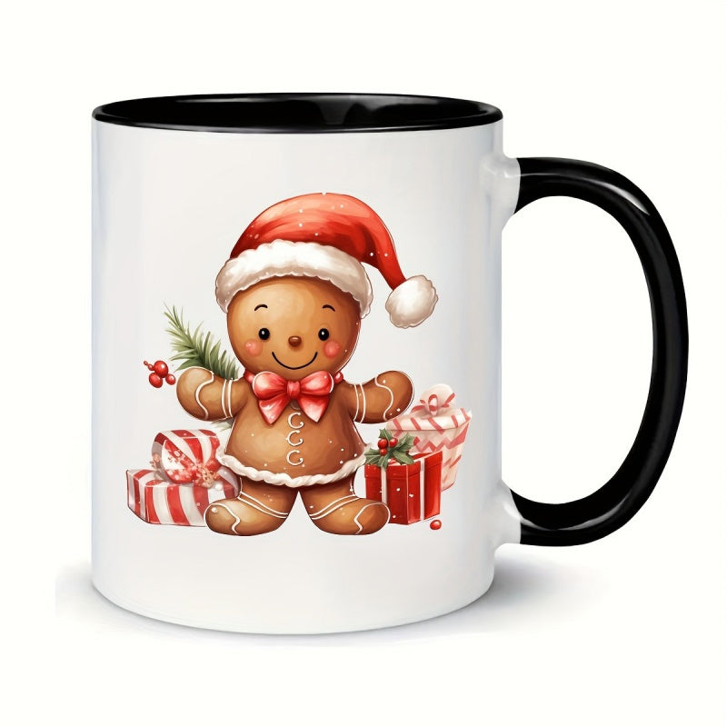 Tailorly Black Accent 11 oz Mug - christmas gingerbread with icing details