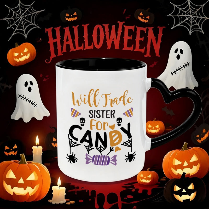 Tailorly Black Accent 11 oz Mug - heart shaped handle