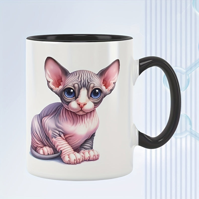 Tailorly Black Accent 11 oz Mug - cute sphynx cat