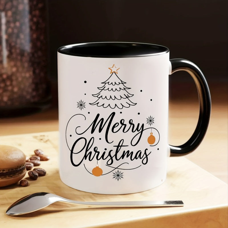 Tailorly Black Accent 11 oz Mug - vintage style coffee and winter and christmas drinking print