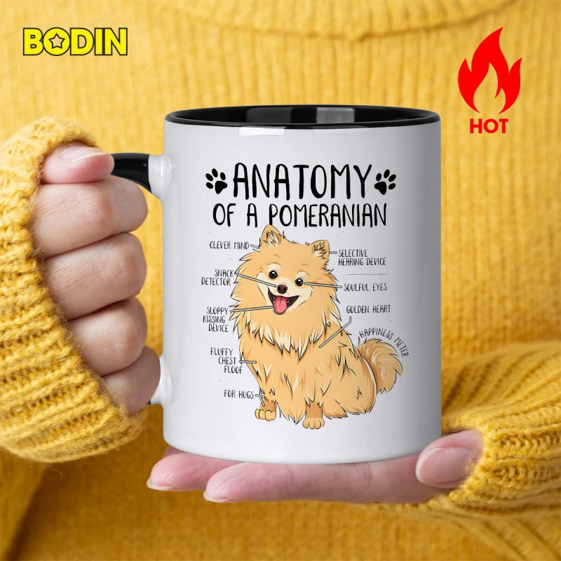 Tailorly Black Accent 11 oz Mug - anatomy of a pomeranian diagram