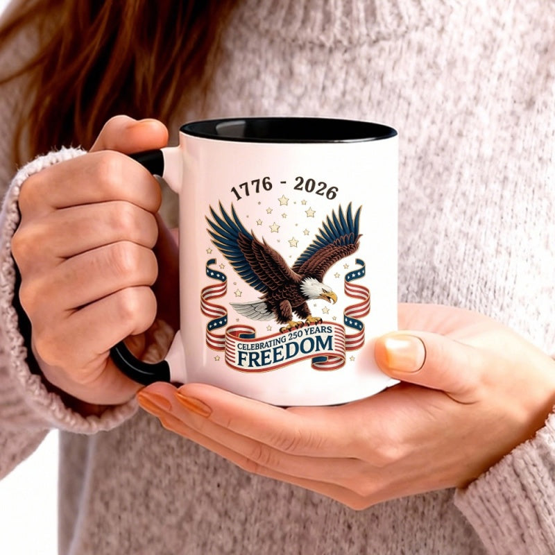 Tailorly Black Accent 11 oz Mug - stars and stripes