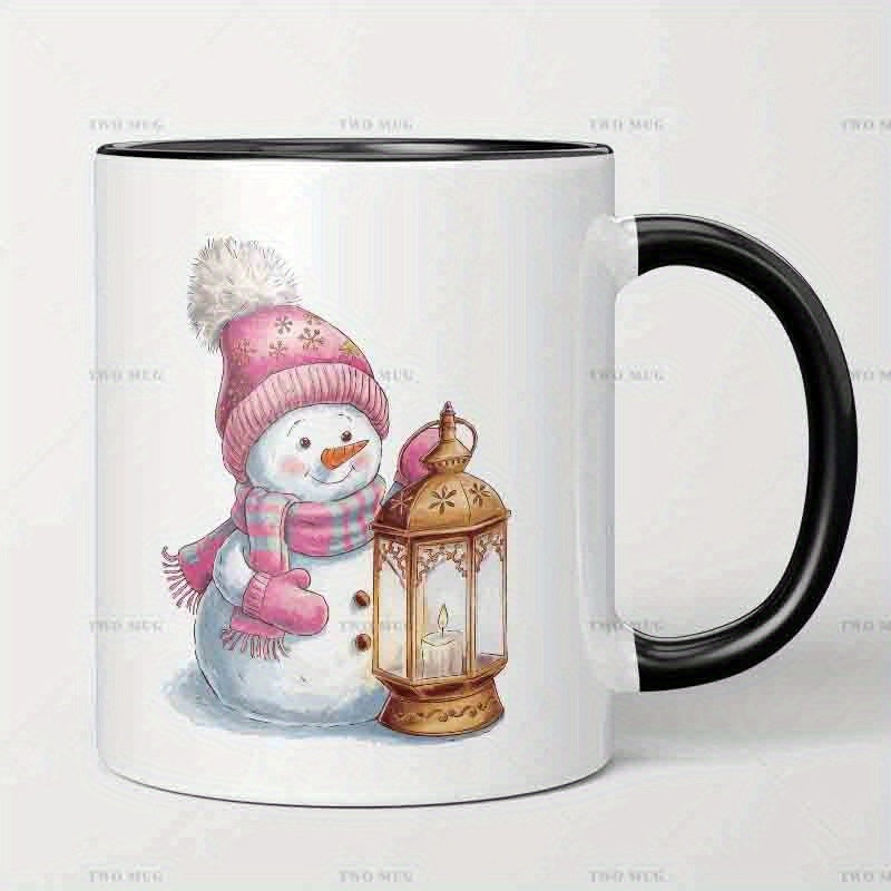 Tailorly Black Accent 11 oz Mug - snowman lantern