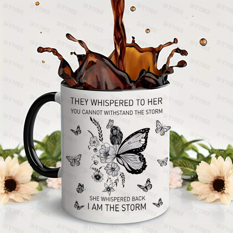 Tailorly Black Accent 11 oz Mug - flower motif