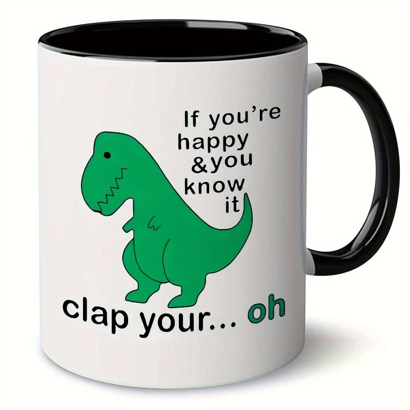 Tailorly Black Accent 11 oz Mug - dinosaur and humorous quote