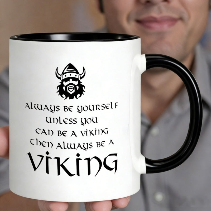 Tailorly Black Accent 11 oz Mug - viking helmet