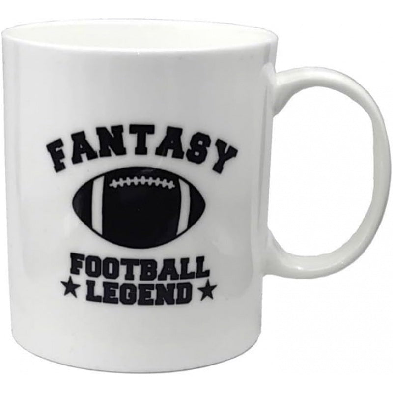 Tailorly White Ceramic 11 oz Mug - Fantasy Football Legend Classic American Sports Style Featuring A Textured Pigskin Oval Ball Football