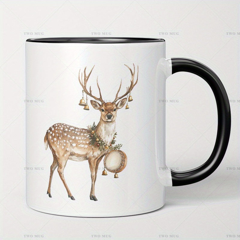 Tailorly Black Accent 11 oz Mug - deer drummer