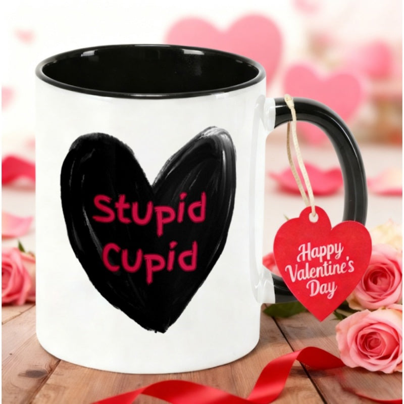Tailorly Black Accent 11 oz Mug - funny stupid cupid face