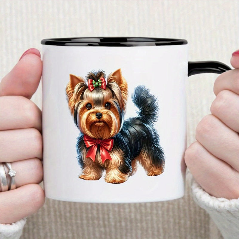 Tailorly Black Accent 11 oz Mug - yorkshire terrier illustration