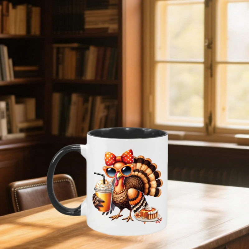 Tailorly Black Accent 11 oz Mug - funny coffee tea water birthday halloween christmas thanksgiving gift