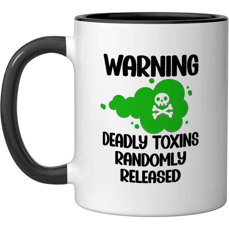 Tailorly Black Accent 11 oz Mug - warning toxins funny fart farting text