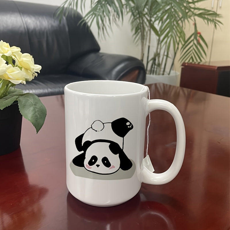 Tailorly White Ceramic 11 oz Mug - Two Adorable Cartoon Pandas Playing Together In A Cute Playful Pose Panda