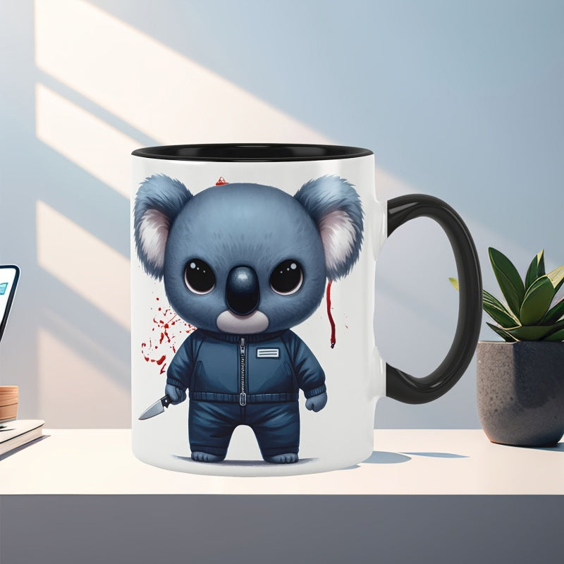 Tailorly Black Accent 11 oz Mug - raccoon with knife