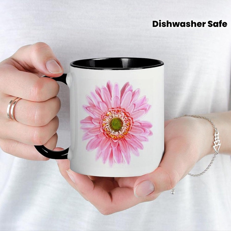 Tailorly Black Accent 11 oz Mug - 1pc glossy ceramic coffee mug 11oz white black rim dishwasher safe cup reusable gift for christmas mothers day