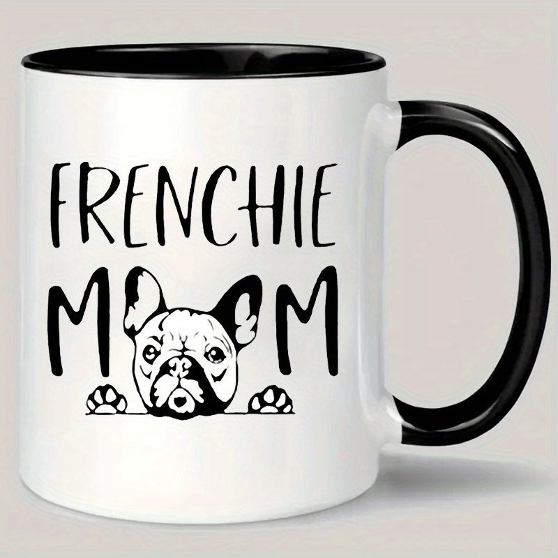 Tailorly Black Accent 11 oz Mug - ceramic french mug for dog lovers insulated reusable cup for beverages hand wash only ideal for home office
