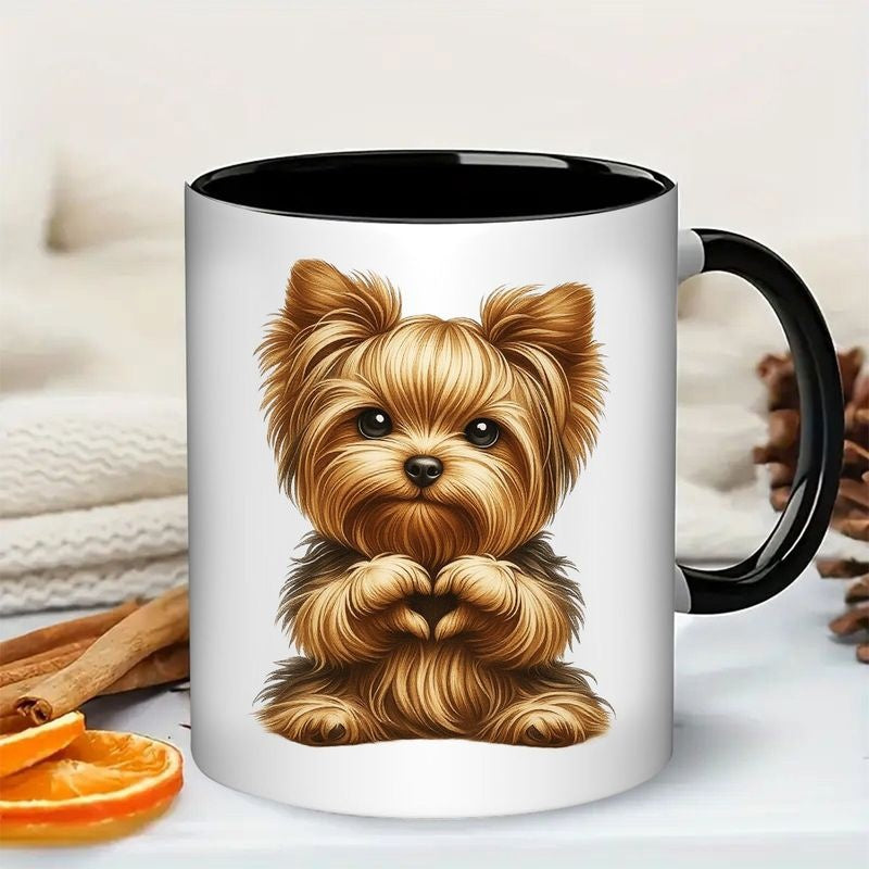 Tailorly Black Accent 11 oz Mug - yorkshire terrier puppy heart