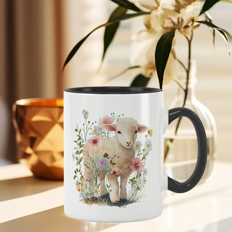 Tailorly Black Accent 11 oz Mug - fun sheep