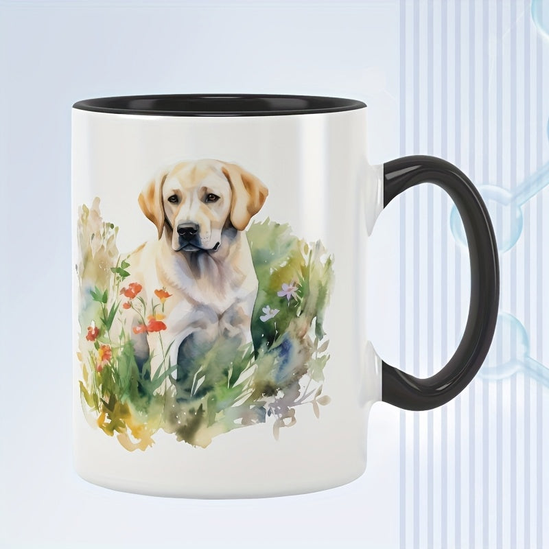 Tailorly Black Accent 11 oz Mug - vibrant watercolor dog illustration