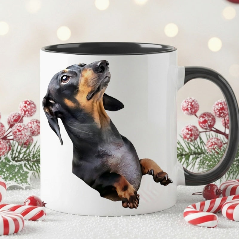 Tailorly Black Accent 11 oz Mug - one dachshund-themed illustration