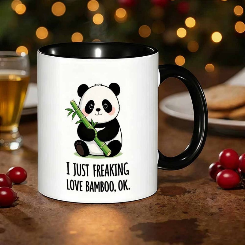 Tailorly Black Accent 11 oz Mug - novelty panda