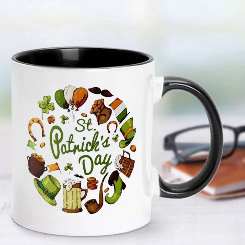 Tailorly Black Accent 11 oz Mug - st patricks holiday drinking cup text