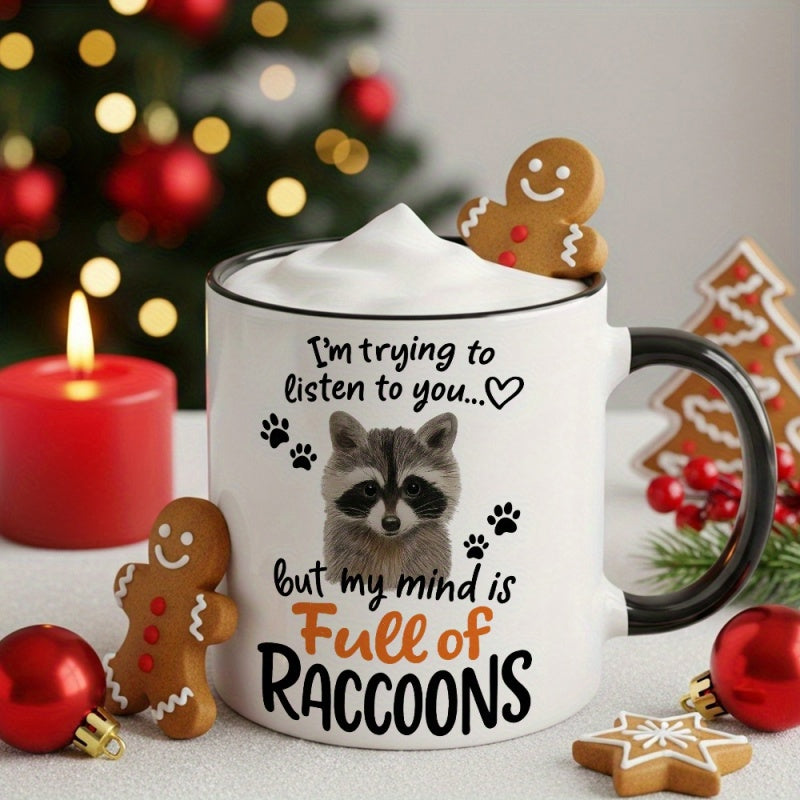 Tailorly Black Accent 11 oz Mug - funny raccoon shape